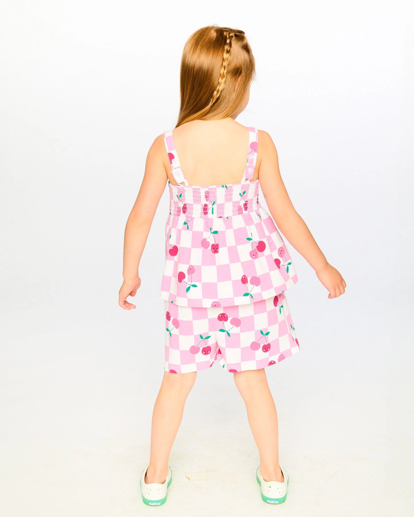 Deux par Girls Organic Cotton Jersey Romper Printed Cherries