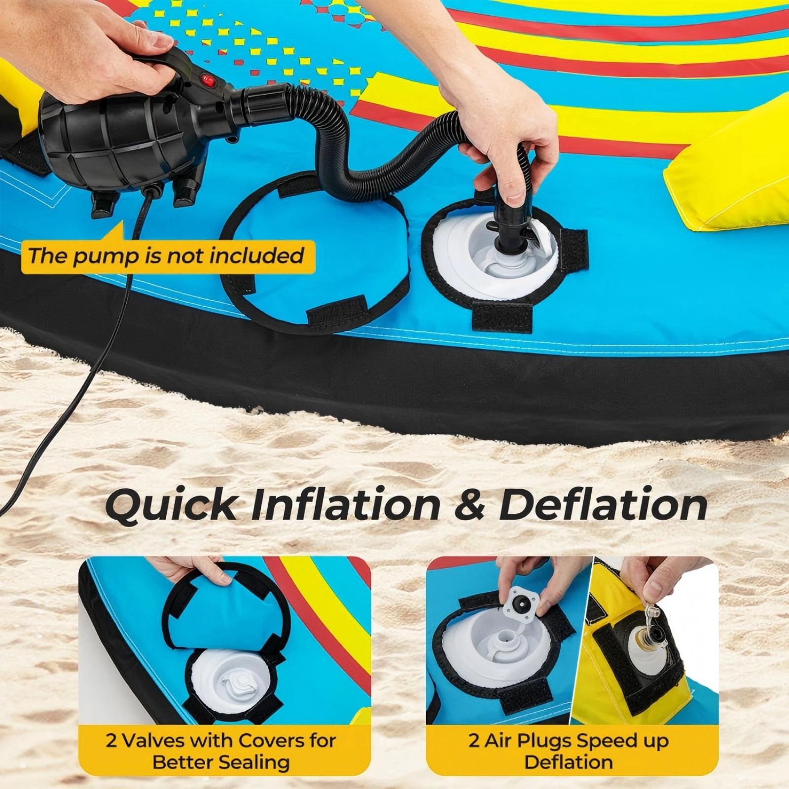 SUGIFT Teen Blue 3-Person Towable Tube with Double Valves and Bottom Drainage 78-in W 510-lb Load Capacity