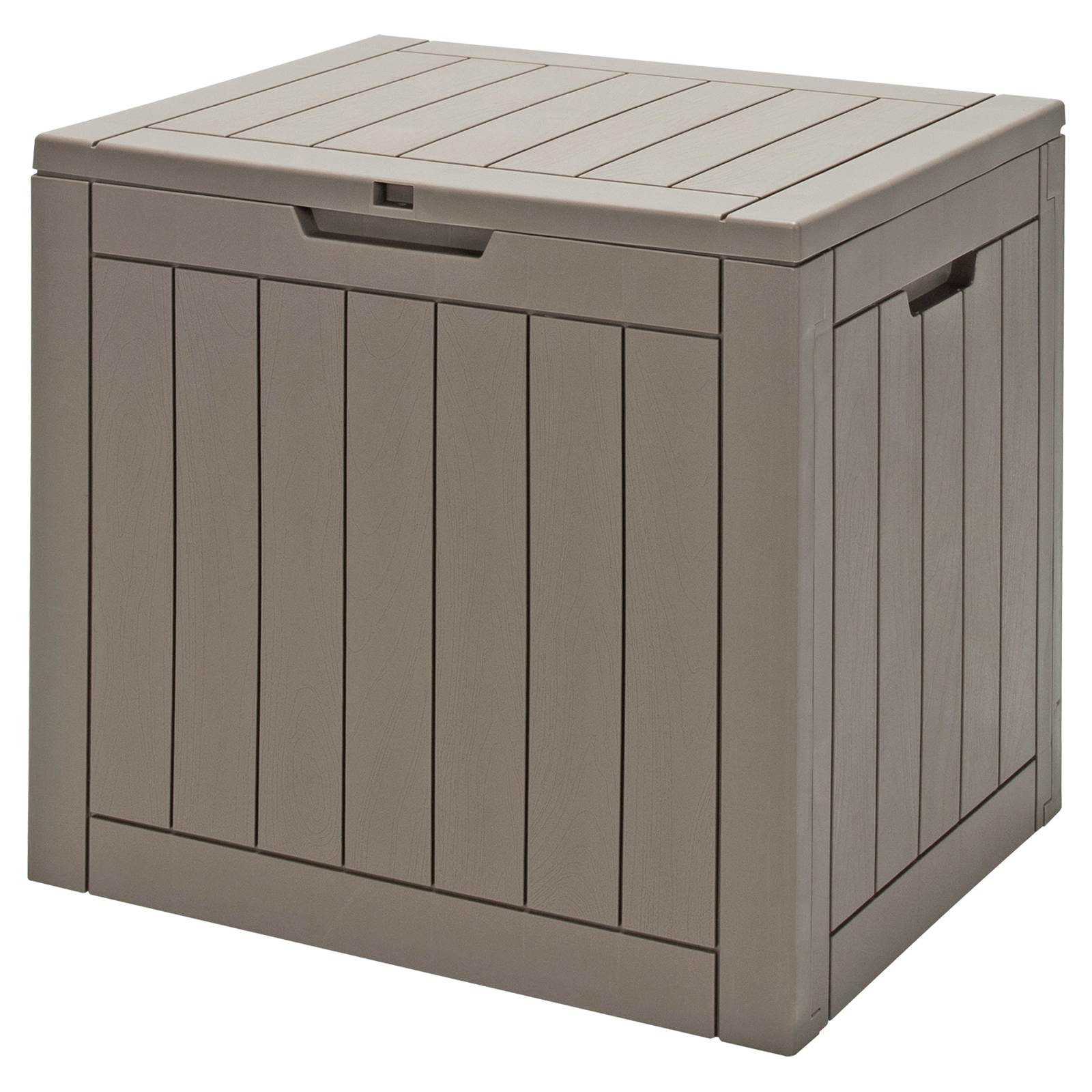 SUGIFT 30-Gallon Weatherproof PP Wood Grain Lift-Top Outdoor Deck Storage Box 22-in x 17-in x 21-in 154-lb Light Brown