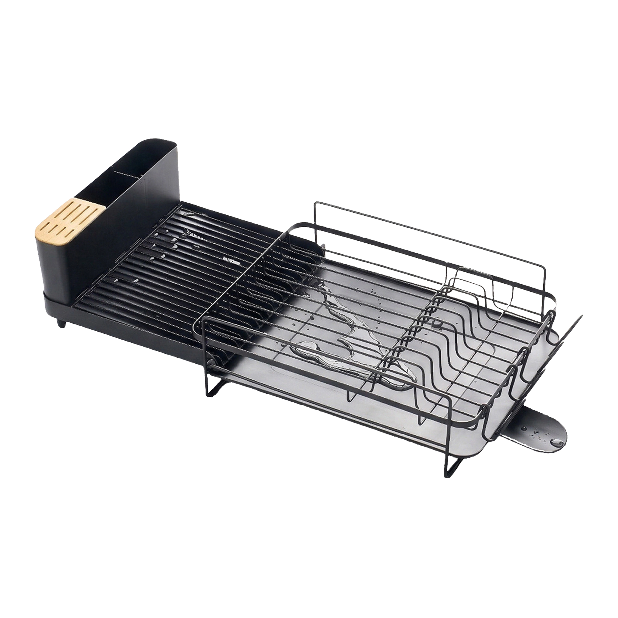 Sweet Home Collection 3-Piece Dish Dryer Rack with Expandable Base and Utensil Holder