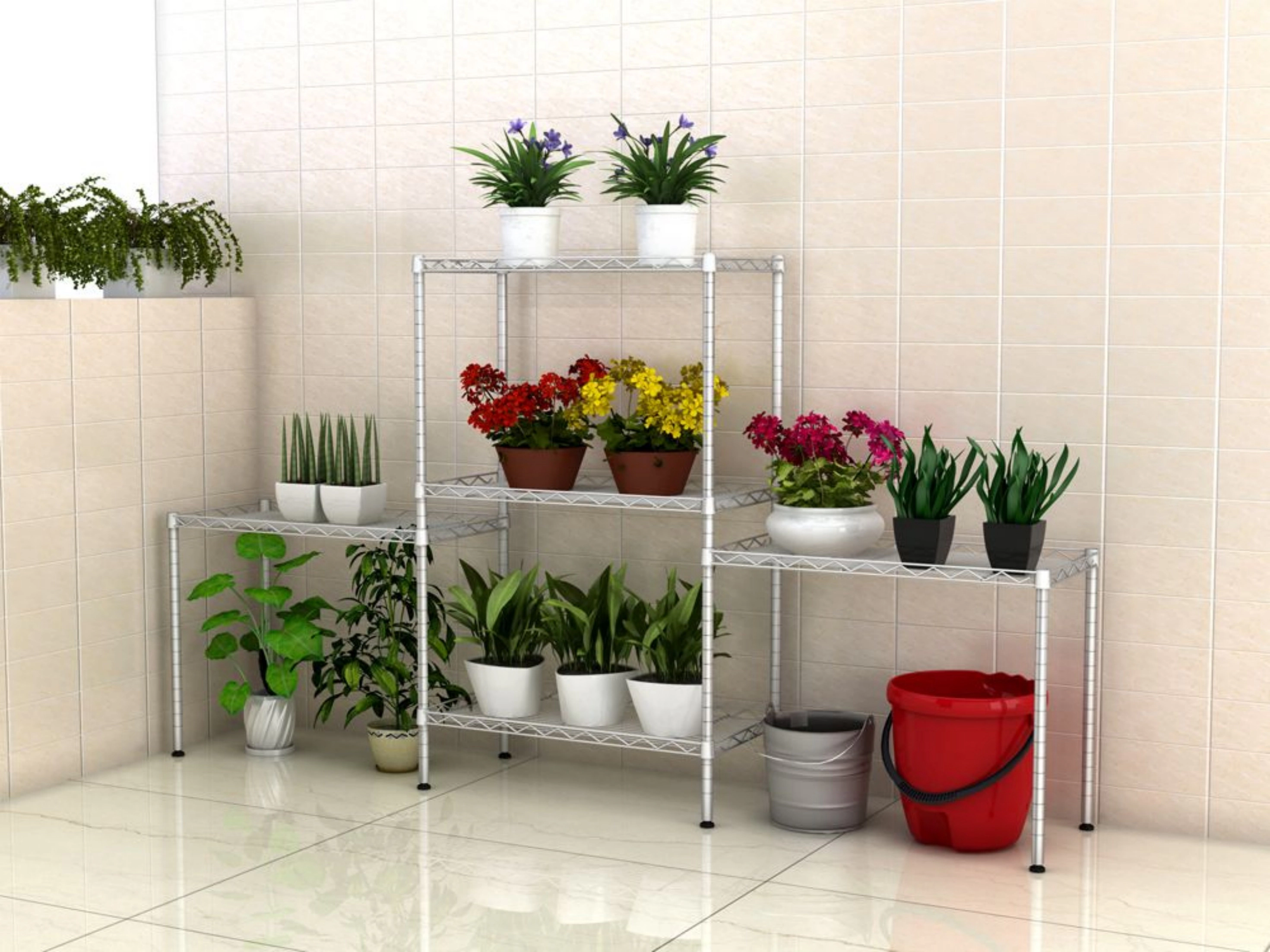 Flynama Changeable Assembly Carbon Steel Storage Rack 59.06 in H x 21.25 in W x 11.42 in D Silver Finish