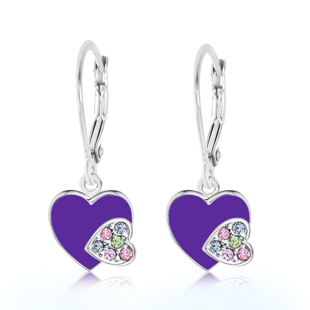 CHANTEUR Kids Sterling Silver Leverback Heart Earrings - Hypoallergenic Girls Jewelry