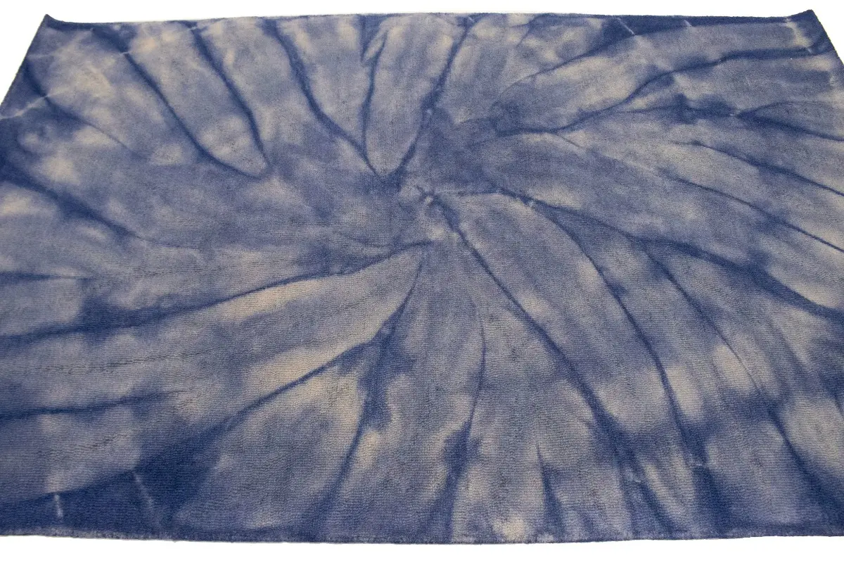 Magic Rugs 5'0 X 8'0 Purple-navy Tie-Dye Hand-Tufted Contemporary Wool Rug