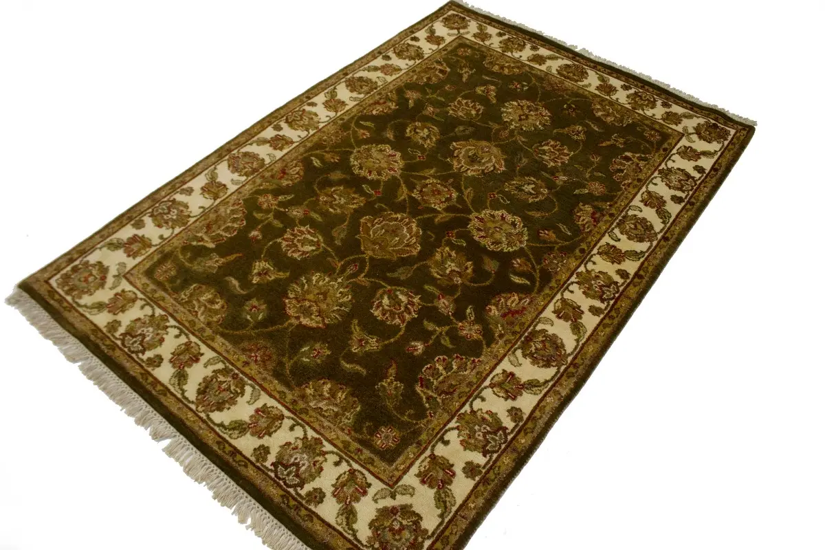 Magic Rugs Brown Floral 4X6 Traditional Indo-Kashan Oriental Rug