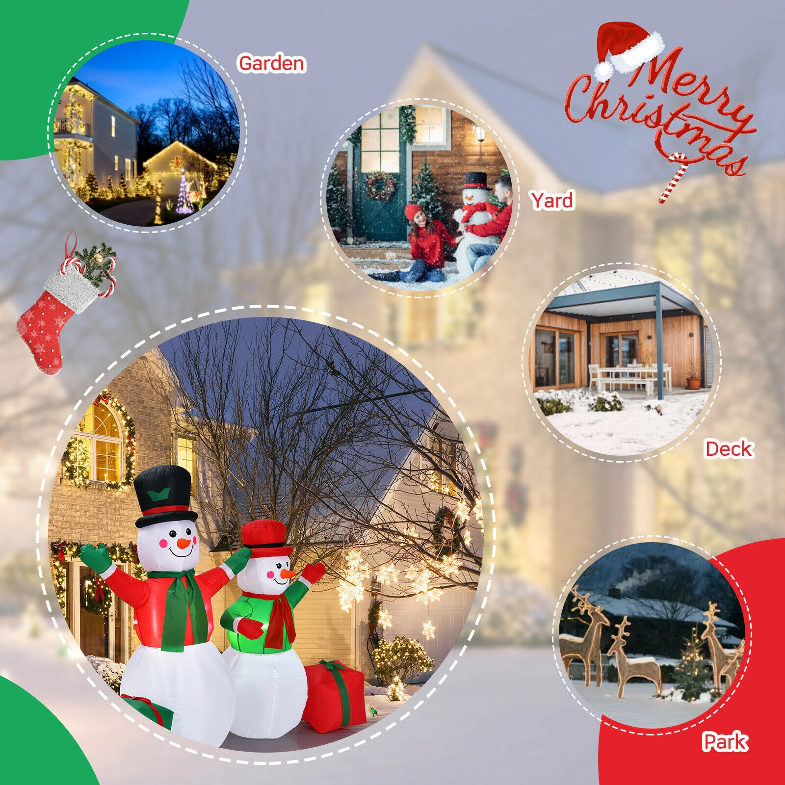 SUGIFT 6-ft Christmas Inflatable Snowman Blow Up Outdoor Yard Decoration with LED Lights and Stakes