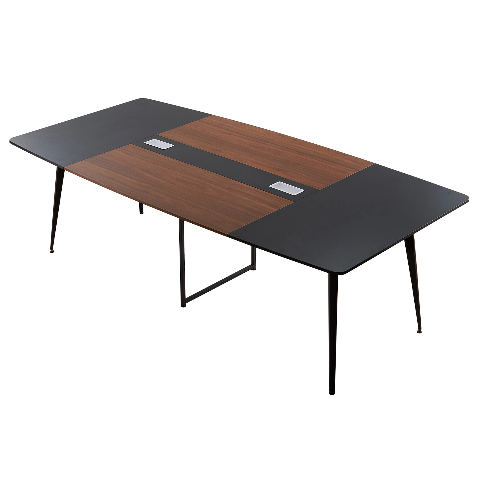 HONGGE Modern Office Meeting Desk with Metal Legs for Conference Room Easy Assembly Brown