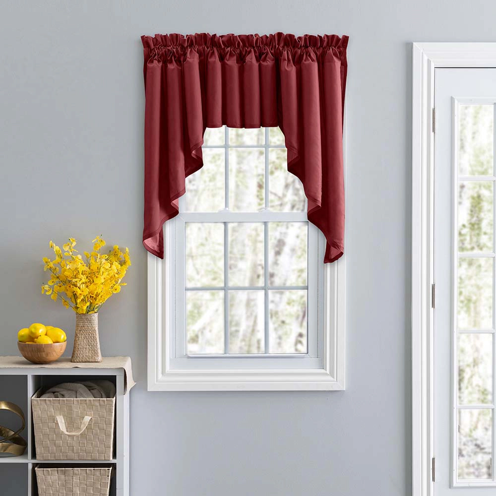 Ellis Stacey 3" Rod Pocket High Quality Fabric Solid Color Window Lined Swag Set 126"x63" Merlot