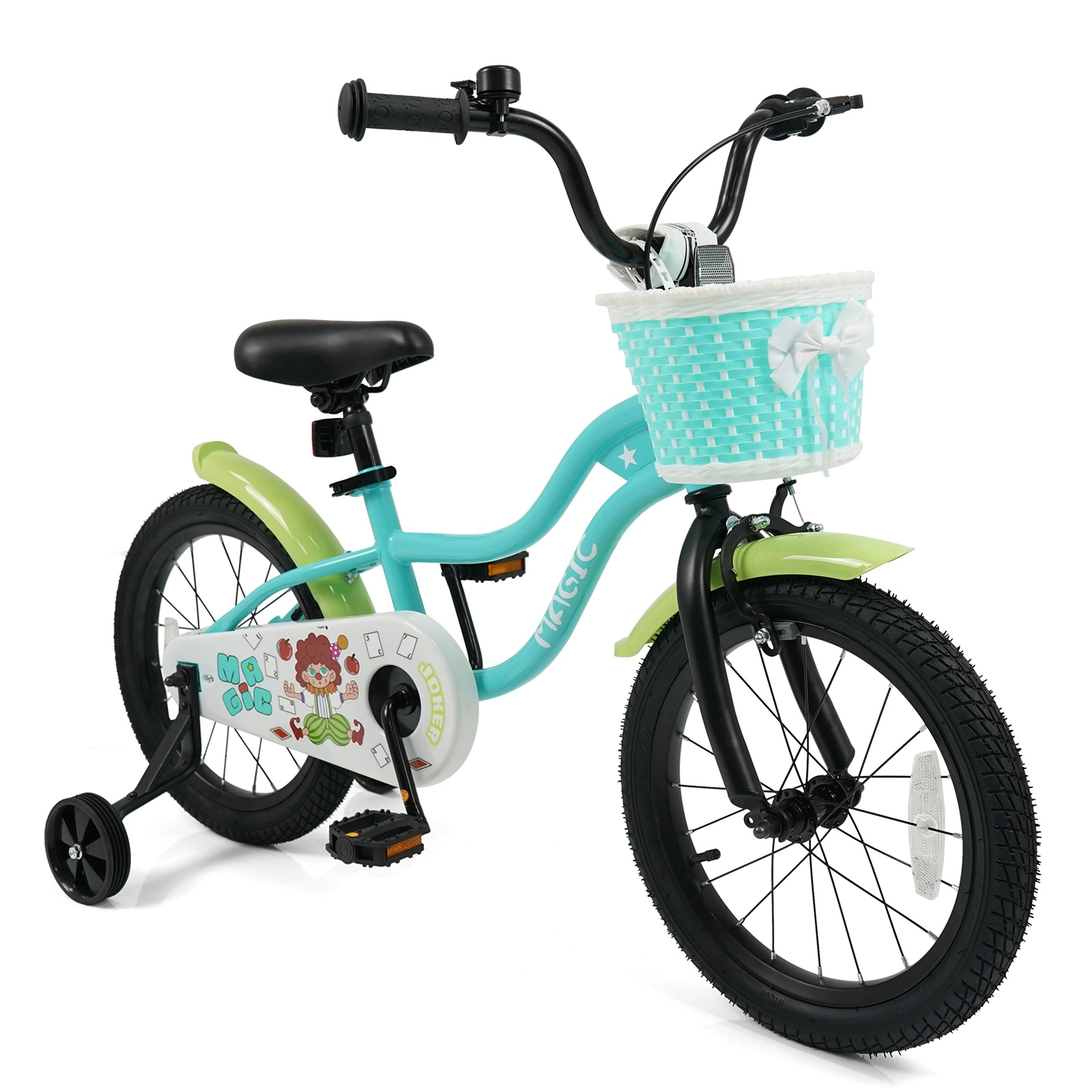 SUGIFT Adjustable 16-In Kids Bicycle with Training Wheels, Hand and Coaster Brakes 110-lb Capacity Ages 4-7 Years Green