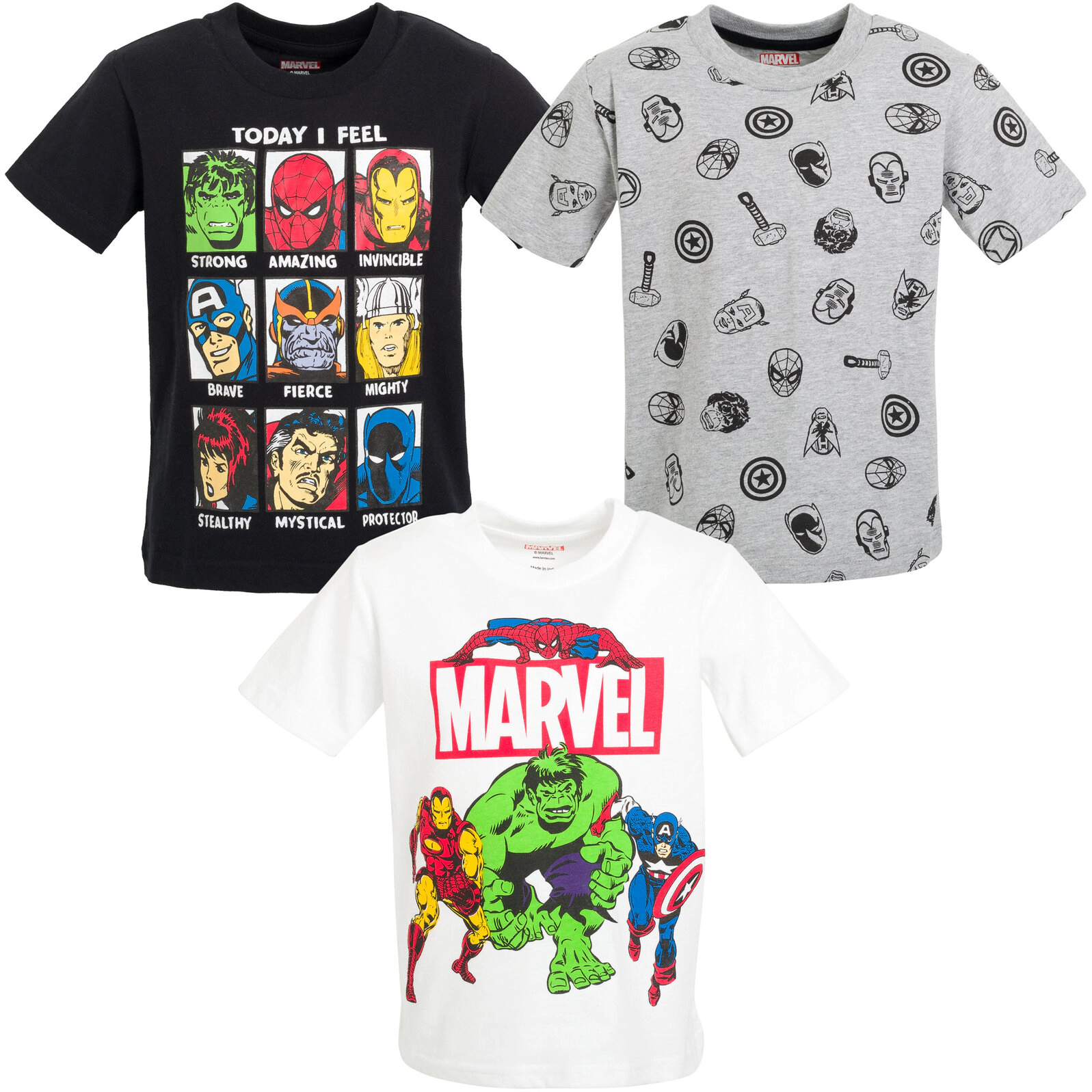 Marvel Boys' 3-Pack Short Sleeve T-Shirts