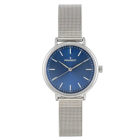 Peugeot Women's 30mm Blue Sleek Stainless Steel Mesh Band Watch