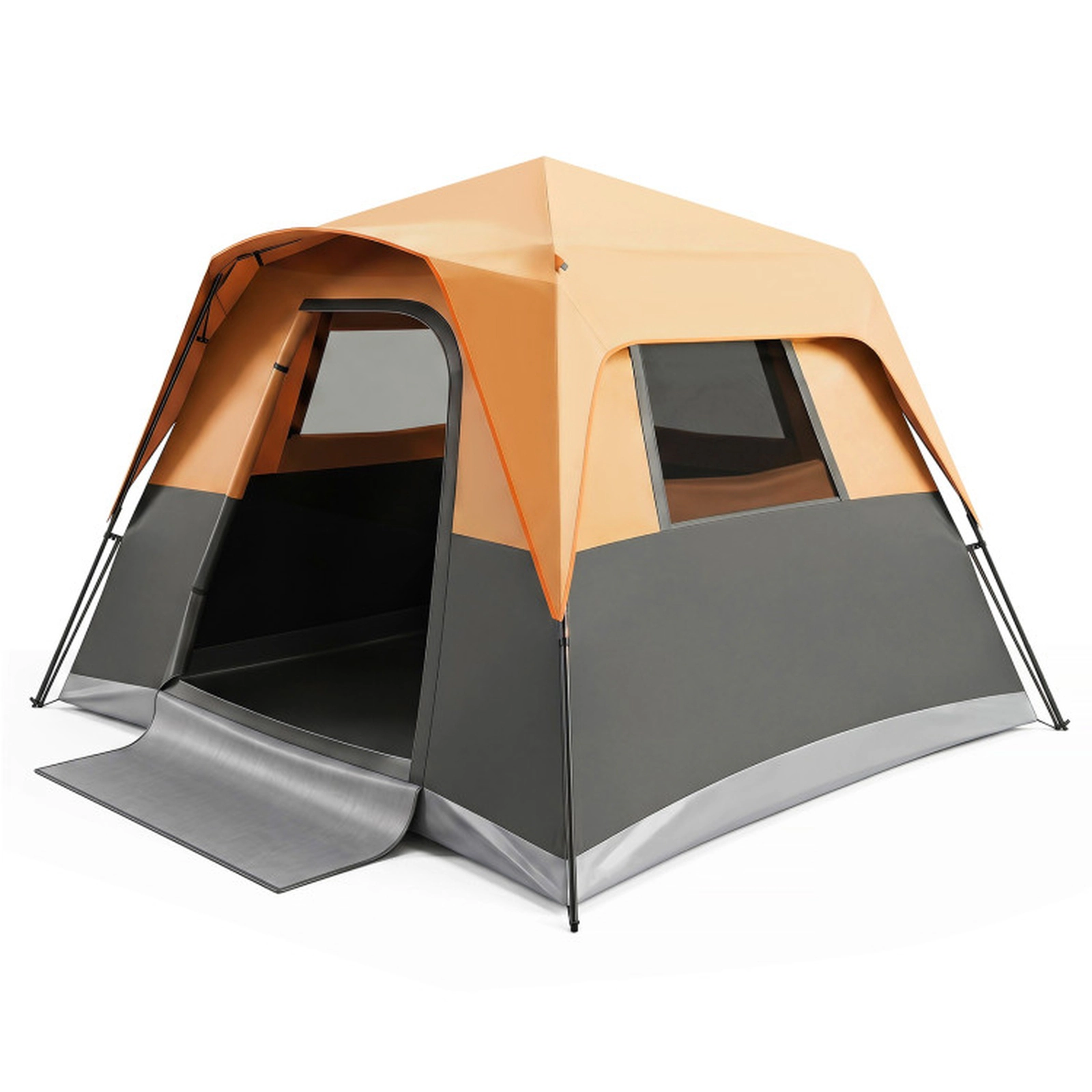 SUGIFT Blackout Easy-Setup 6-Person Instant Cabin Camping Tent with Rainfly, Skylights and Carrying Bag Orange/Gray