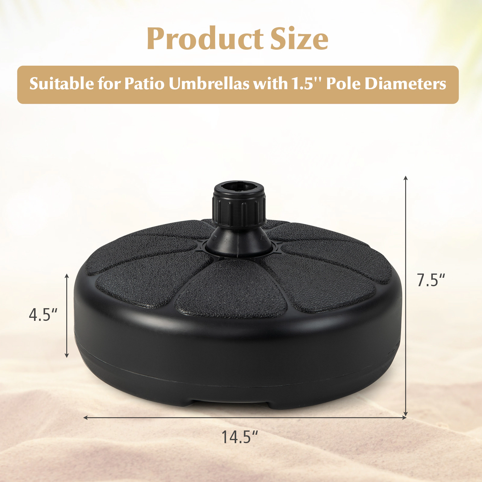 SUGIFT Black for Yard Garden and Poolside 14.5-in Round Fillable Umbrella Base Stand