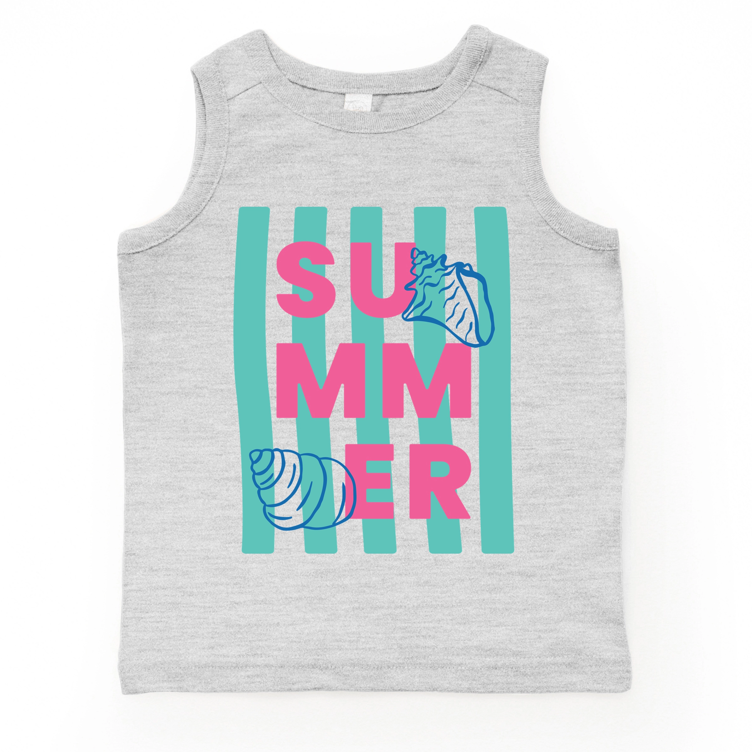 The Juniper Shop - Summer Stripes Seashells Toddler Graphic Tank