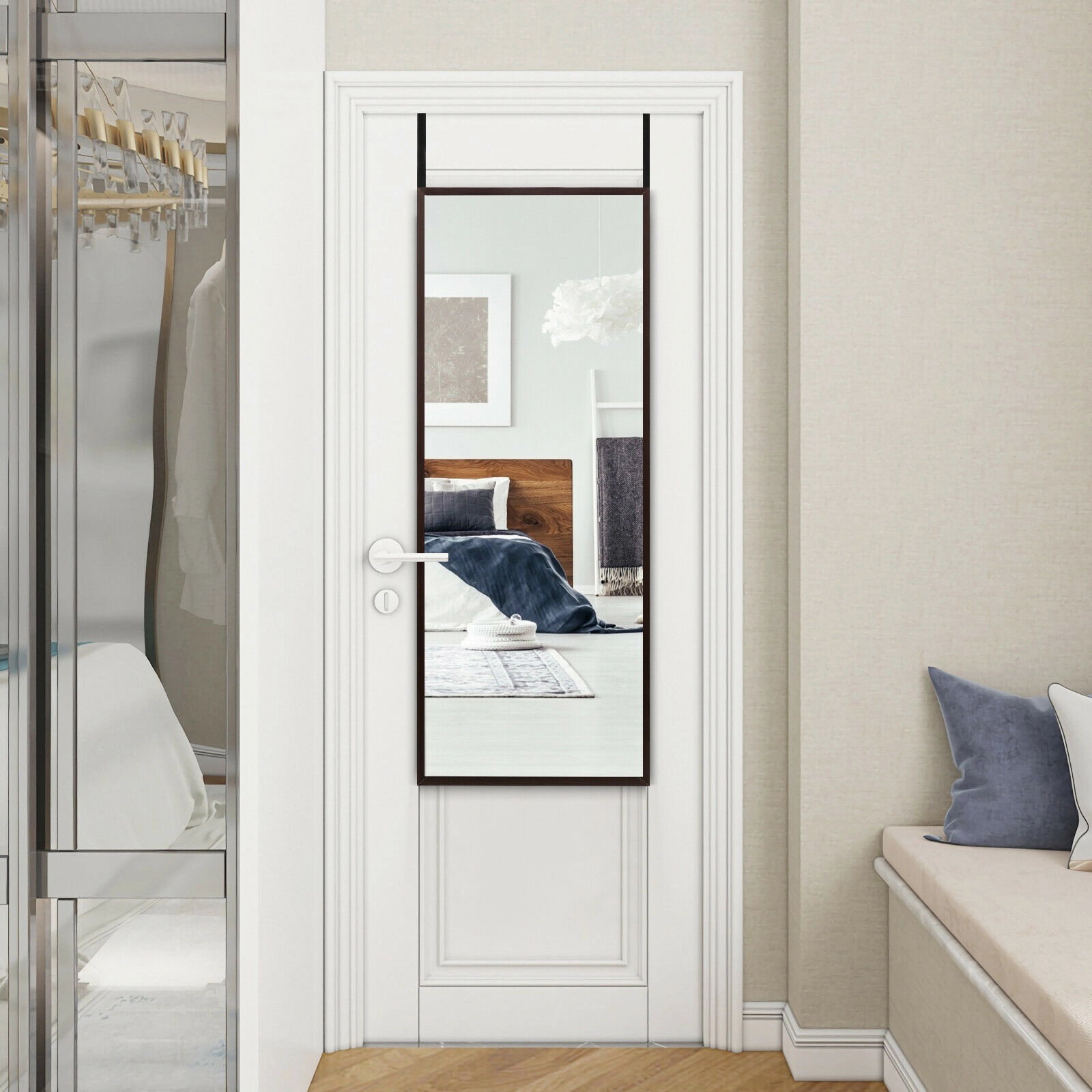 Slickblue White Frame Full Length Mirror 42.5x14.5 Wall Mounted Door Hanging Home Decor