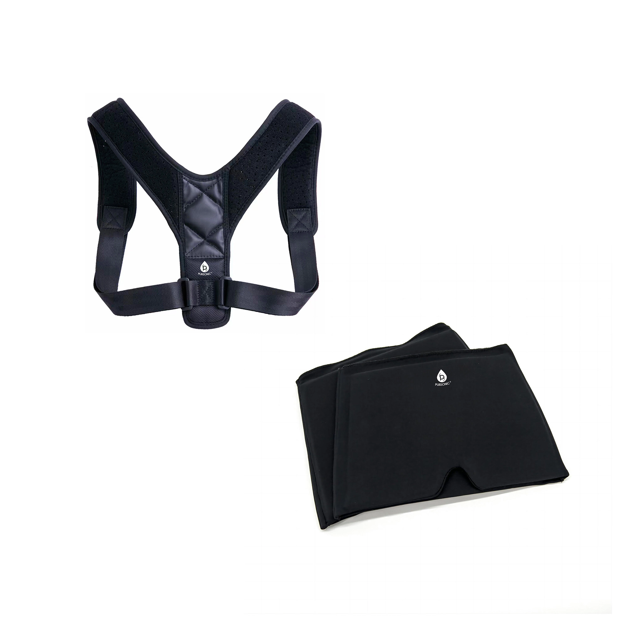 Pursonic Unisex Ultimate Wellness Bundle: Brace Posture Corrector & Migraine Relief Cap