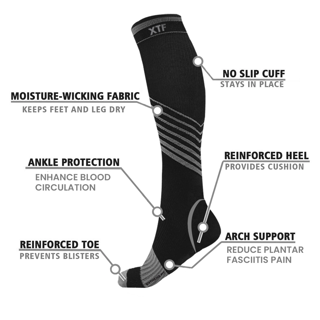 Extreme Fit Sport Compression Socks for Men and Women Knee High - made running, athletics, pregnancy travel 6 Pair