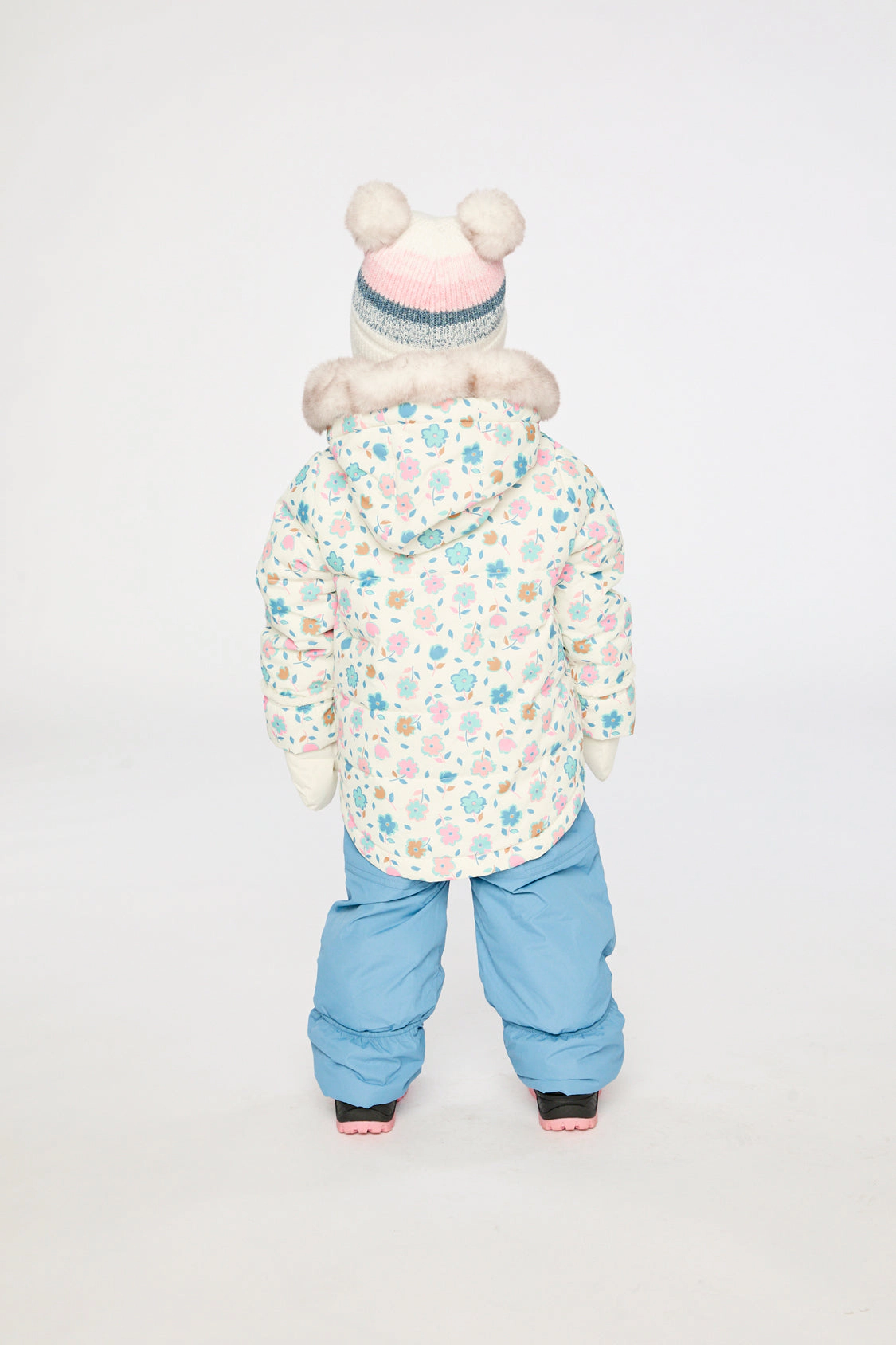 Deux par Girls Floral Print Two Piece Snowsuit with Hooded Coat and Snow Pants