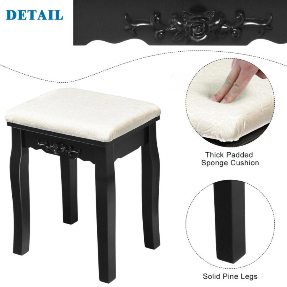 Hivvago 10 Dimmable Light Bulbs Vanity Dressing Table With 2 Dividers And Cushioned Stool