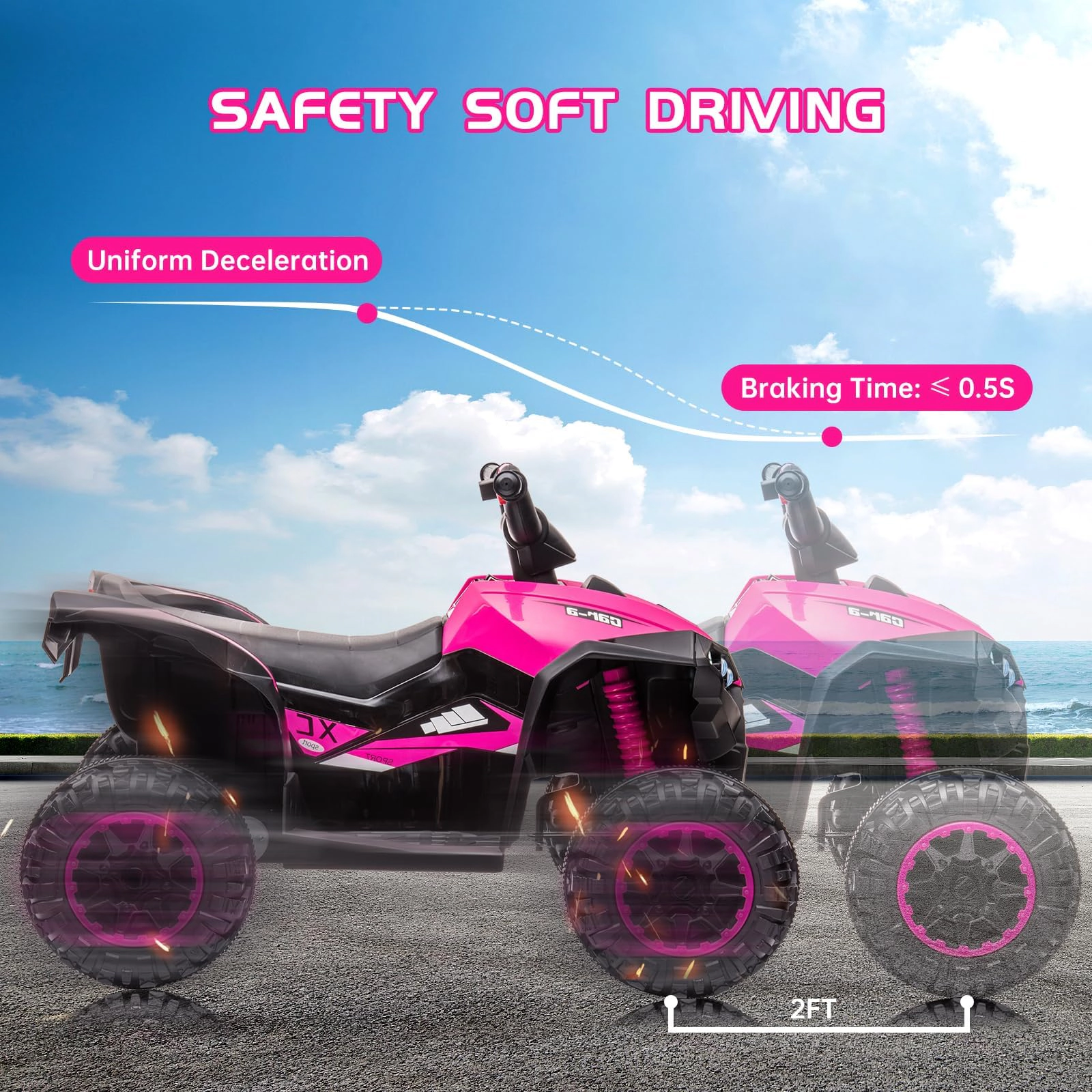 12V Kids Ride On ATV Quad with Remote Control, Music & LED Lights for Boys & Girls Ages 3-8