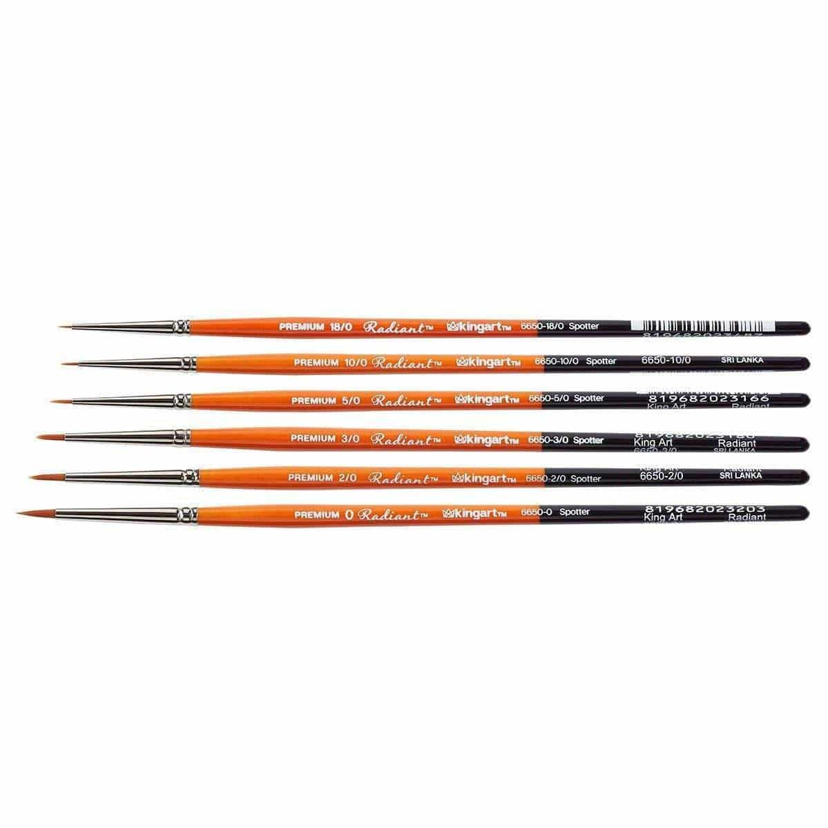 KINGART Radiant 6650 Spotter Golden Synthetic Brush Set - 6 pc