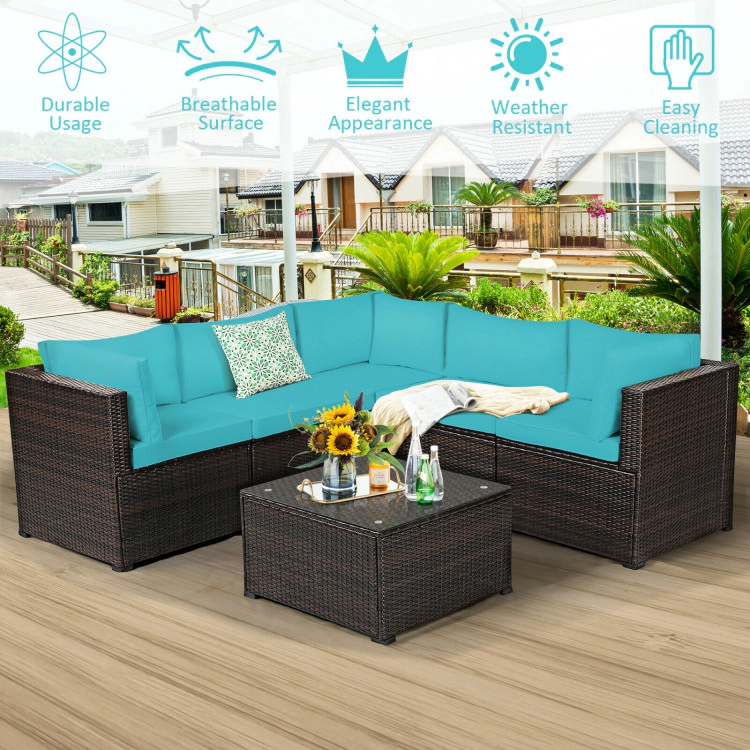 Hivvago 6 Pieces Patio Furniture Sofa Set With Cushions For Outdoor