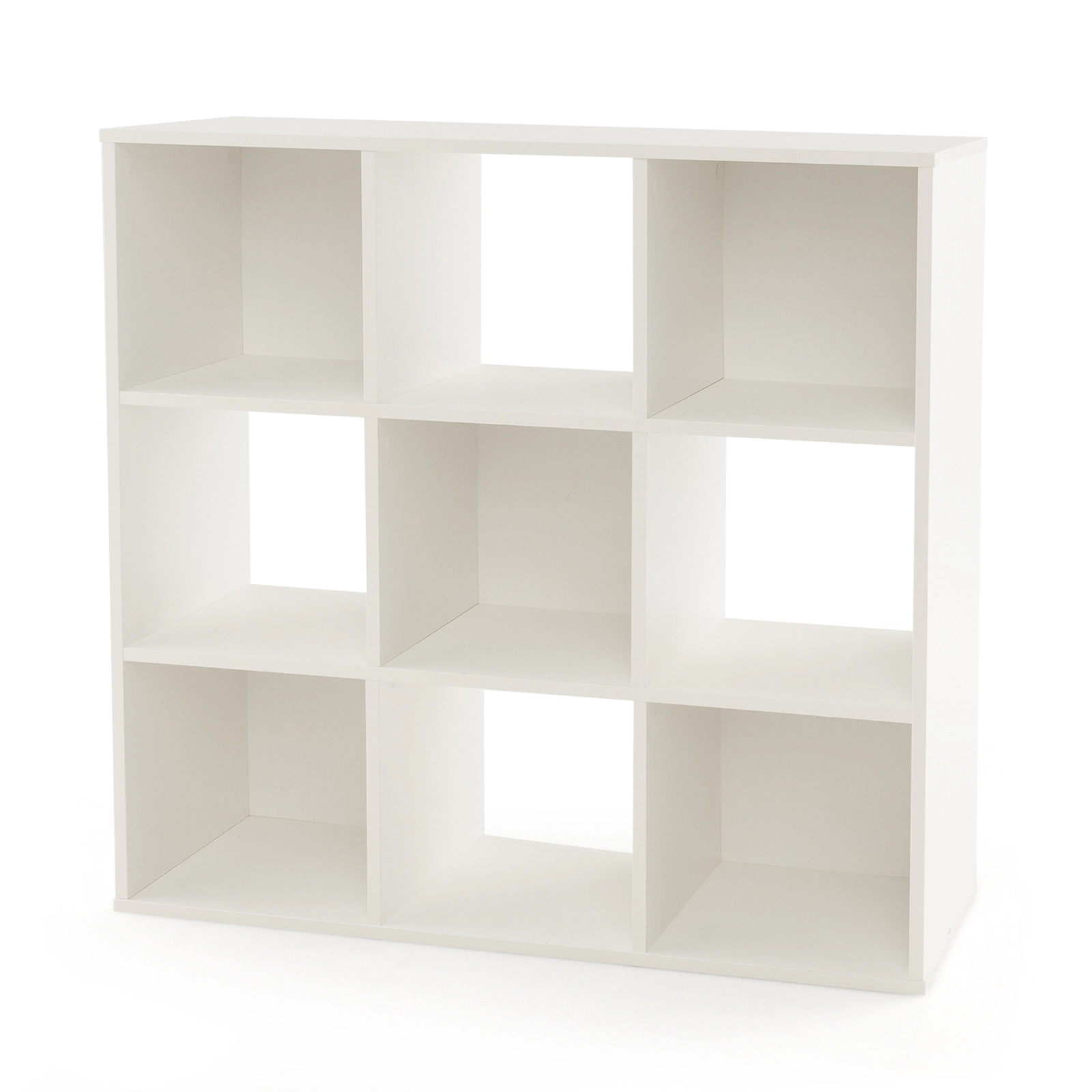 SUGIFT Kids 9-Cube Storage Cubbies Anti-Toppling Wooden Toy Bookcase 35.5-in x 11.5-in x 35.5-in 155-lb Top White
