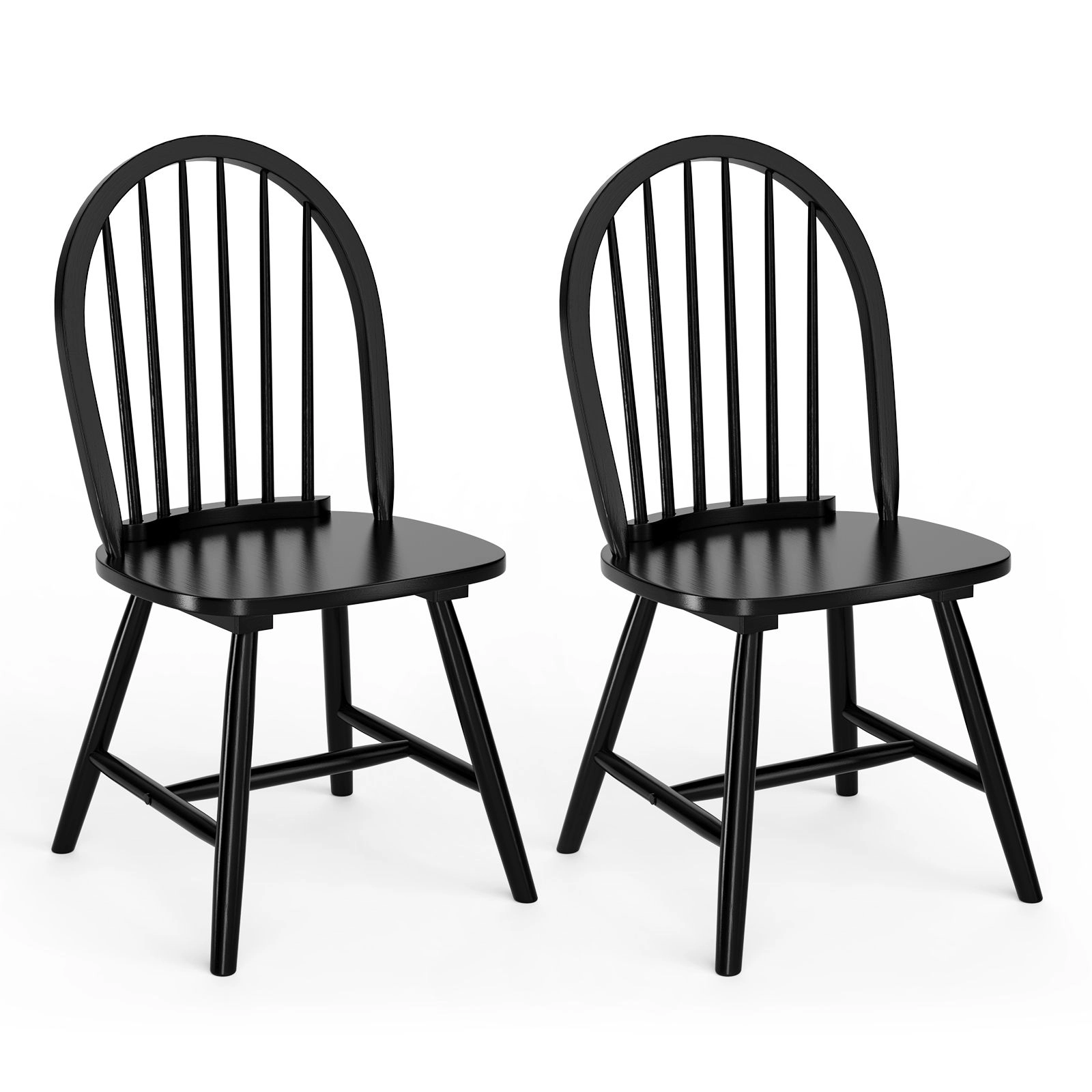 SlickBlue Wooden Dining Chairs, Curved Spindle Back, Solid Wood Legs, 2 Pack