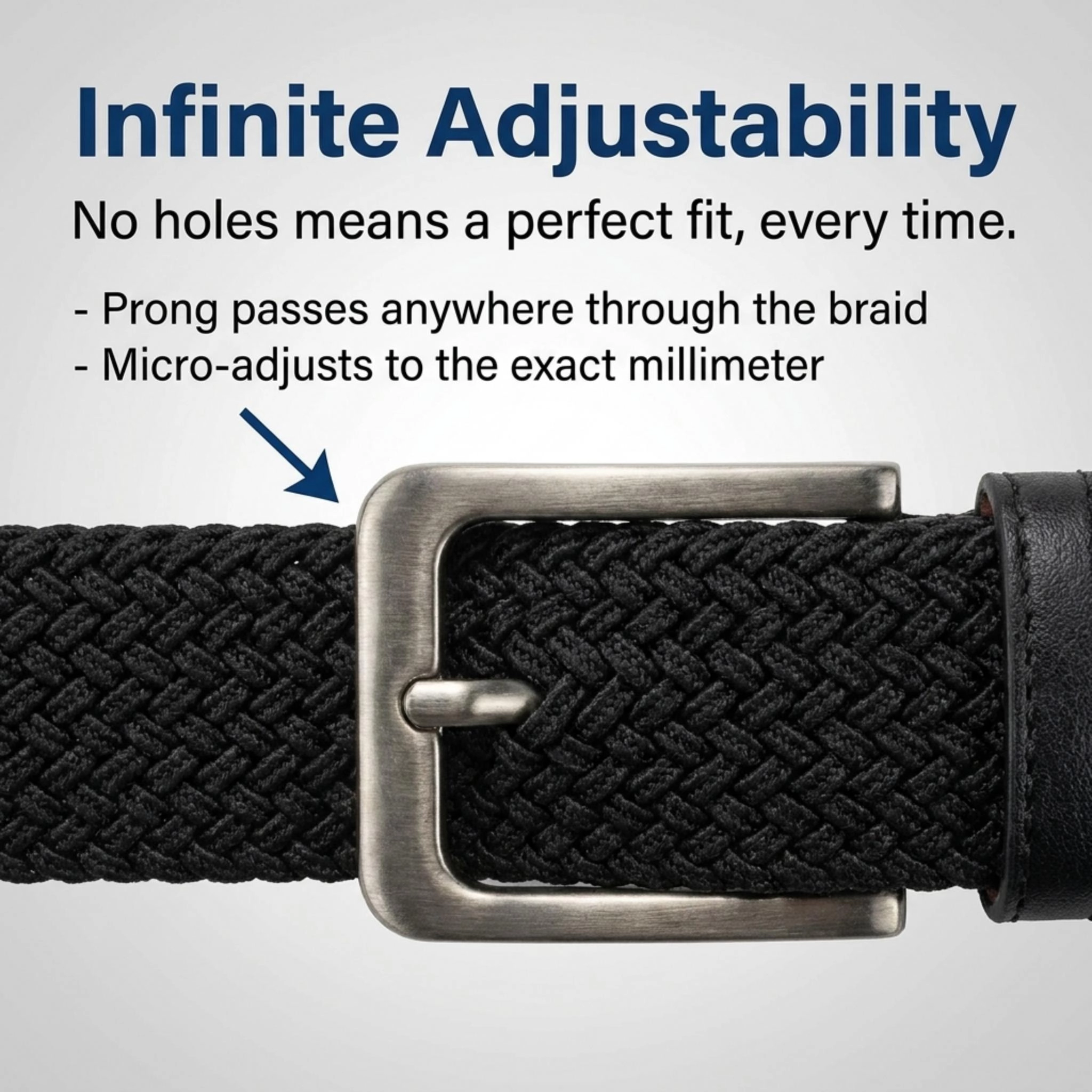 CTM Men's Braided Stretch Belt Silver Buckle Adjustable Elastic