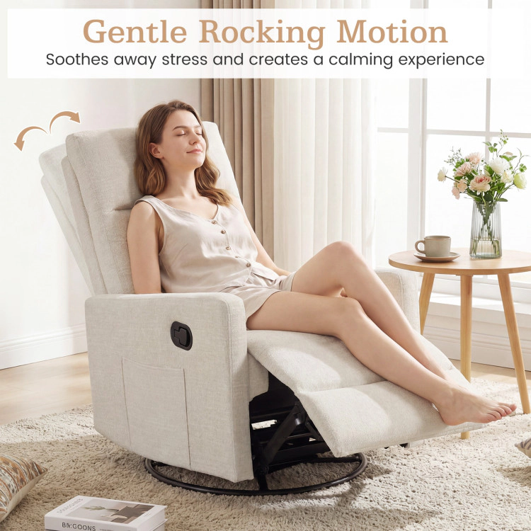 Hivvago Swivel Rocking Chair 360° Nursery Reclining Rocker Armchair With Cushioned Back