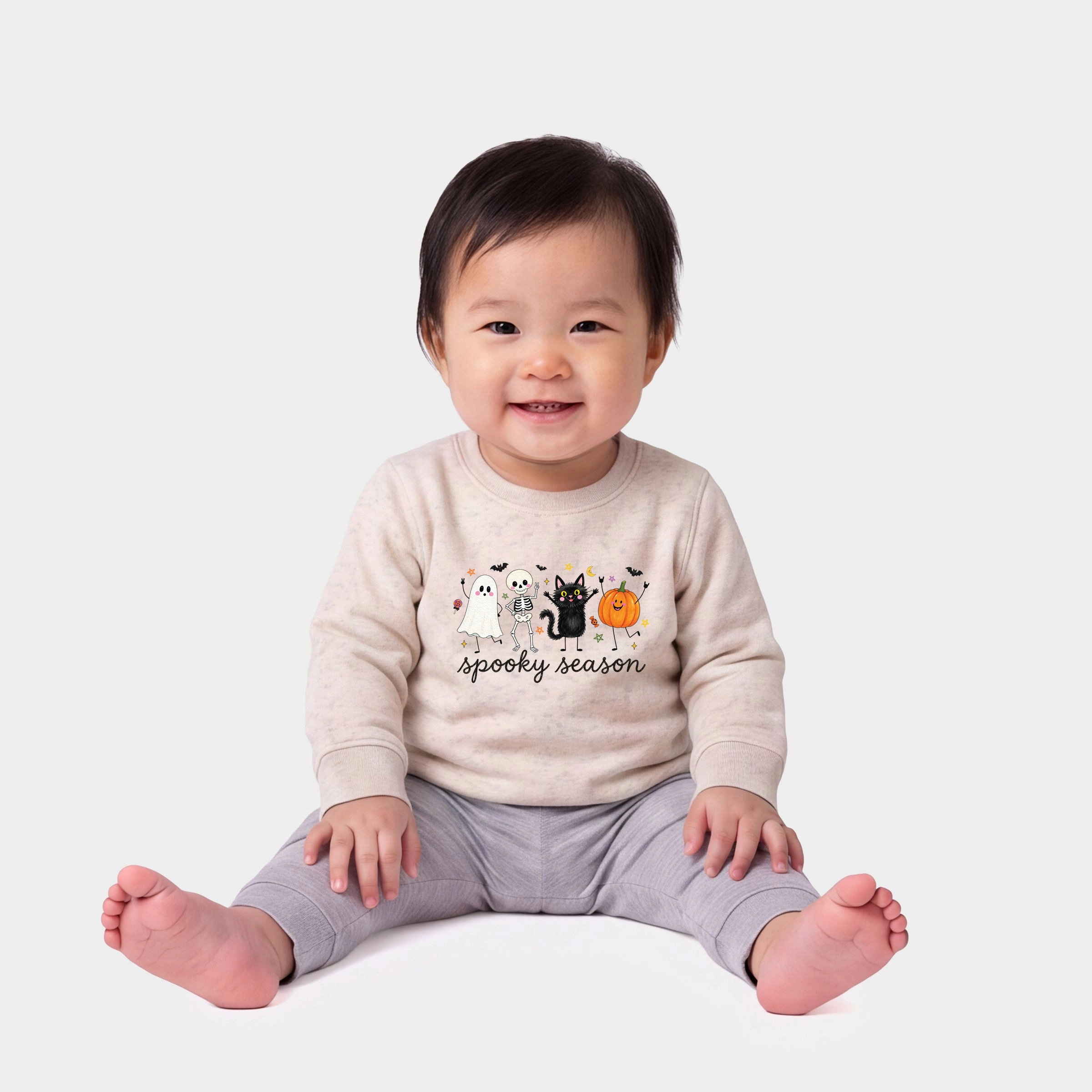 The Juniper Shop - Infant Crew Fleece Sweatshirt Spooky Season Stick Figures