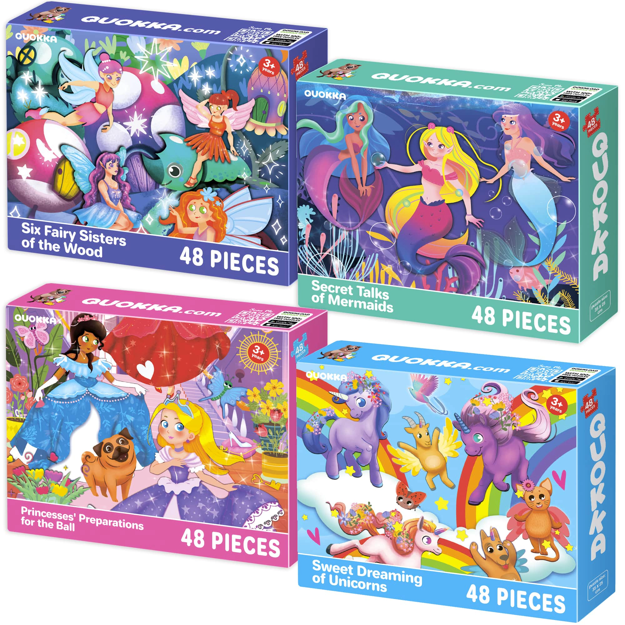 QUOKKA Shimmer Animal Jigsaw Puzzles, 48 Piece Educational Puzzles for Kids Ages 3-6, Learning Toys