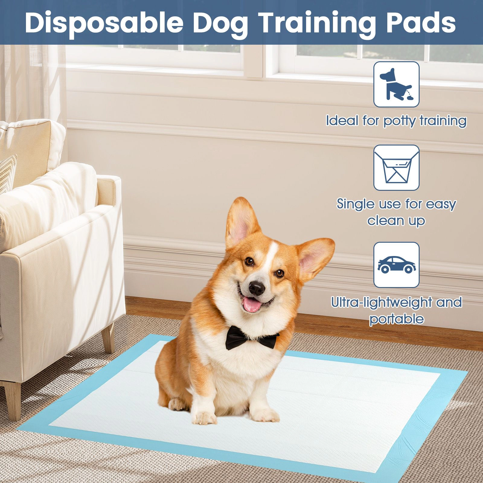 Slickblue Dog Pee Pads 150 Count, Disposable Training Pads