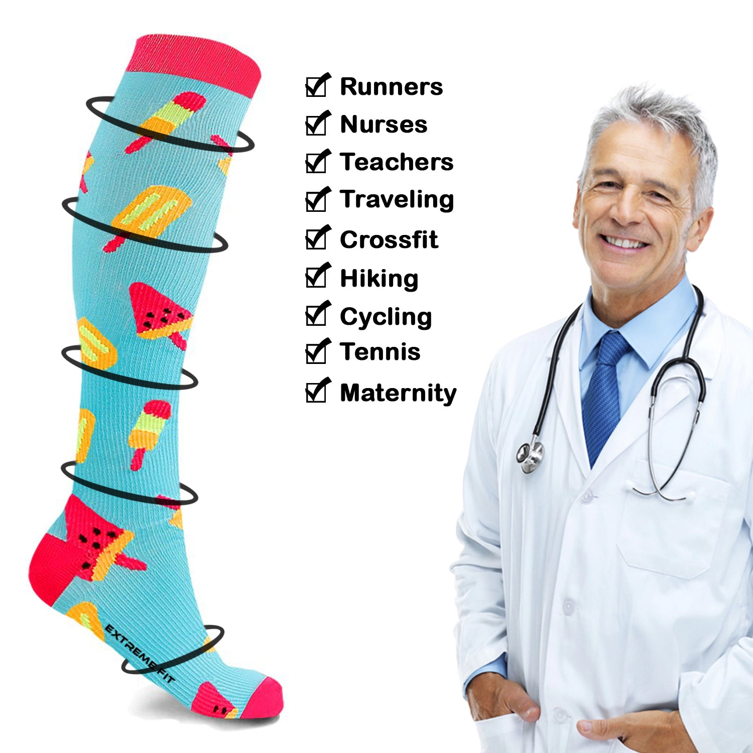 Extreme Fit Compression Socks Knee High - Made For Running