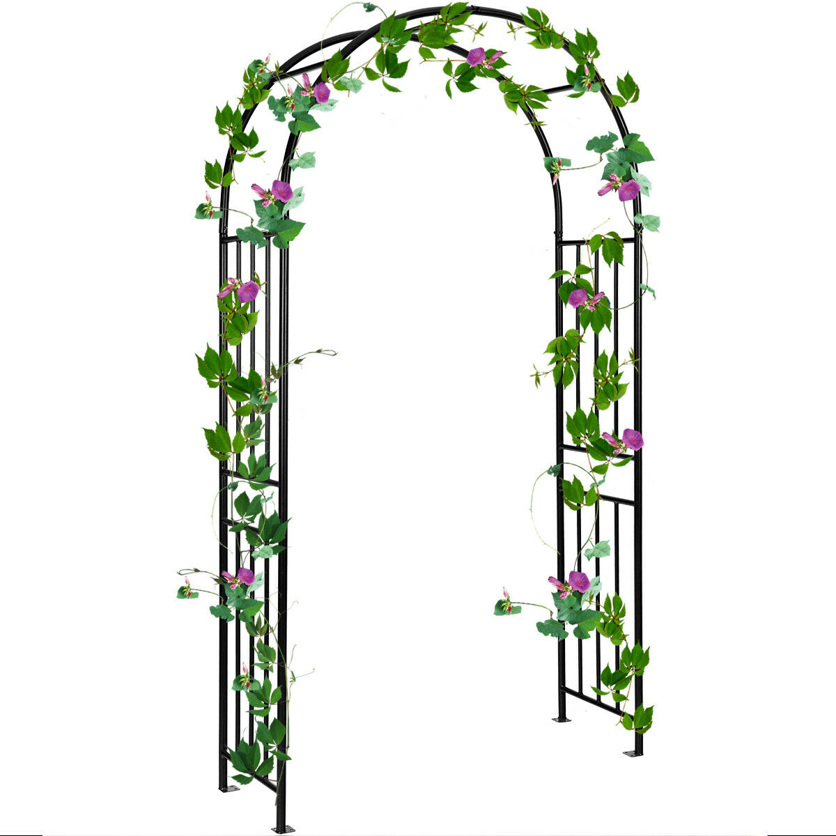 SUGIFT 7.2-Foot Garden Decoration Steel Climbing Plants Arch 86-in Tall Garden Trellis 1-Piece Black