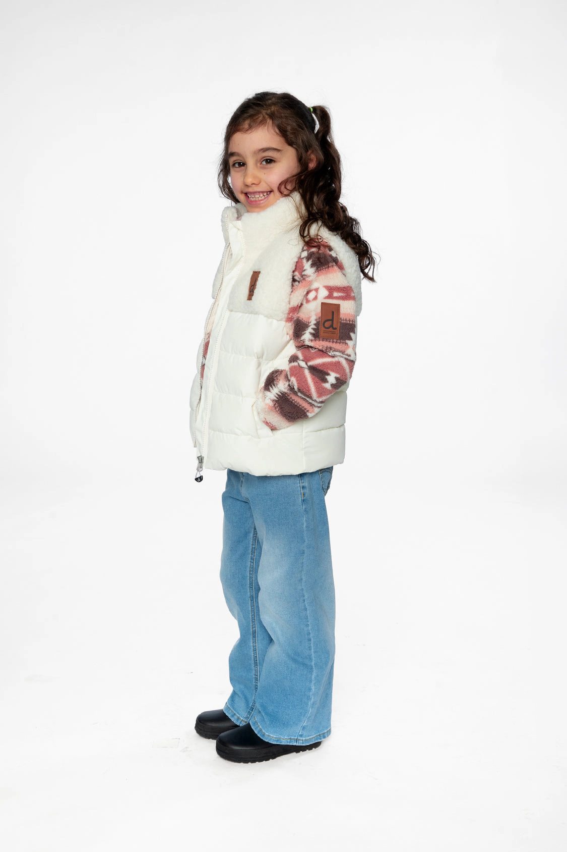 Deux par Girls Sherpa and Quilted Sleeveless Mid-Season Vest