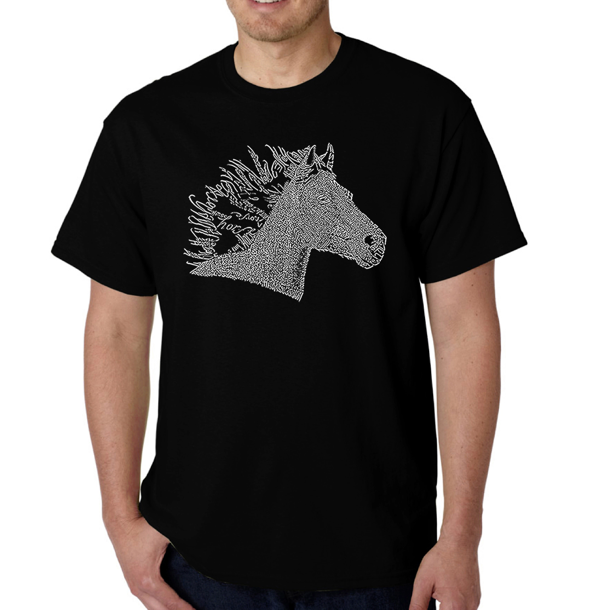 LA Pop Art Men's Horse Mane Word T-Shirt , Regular Fit