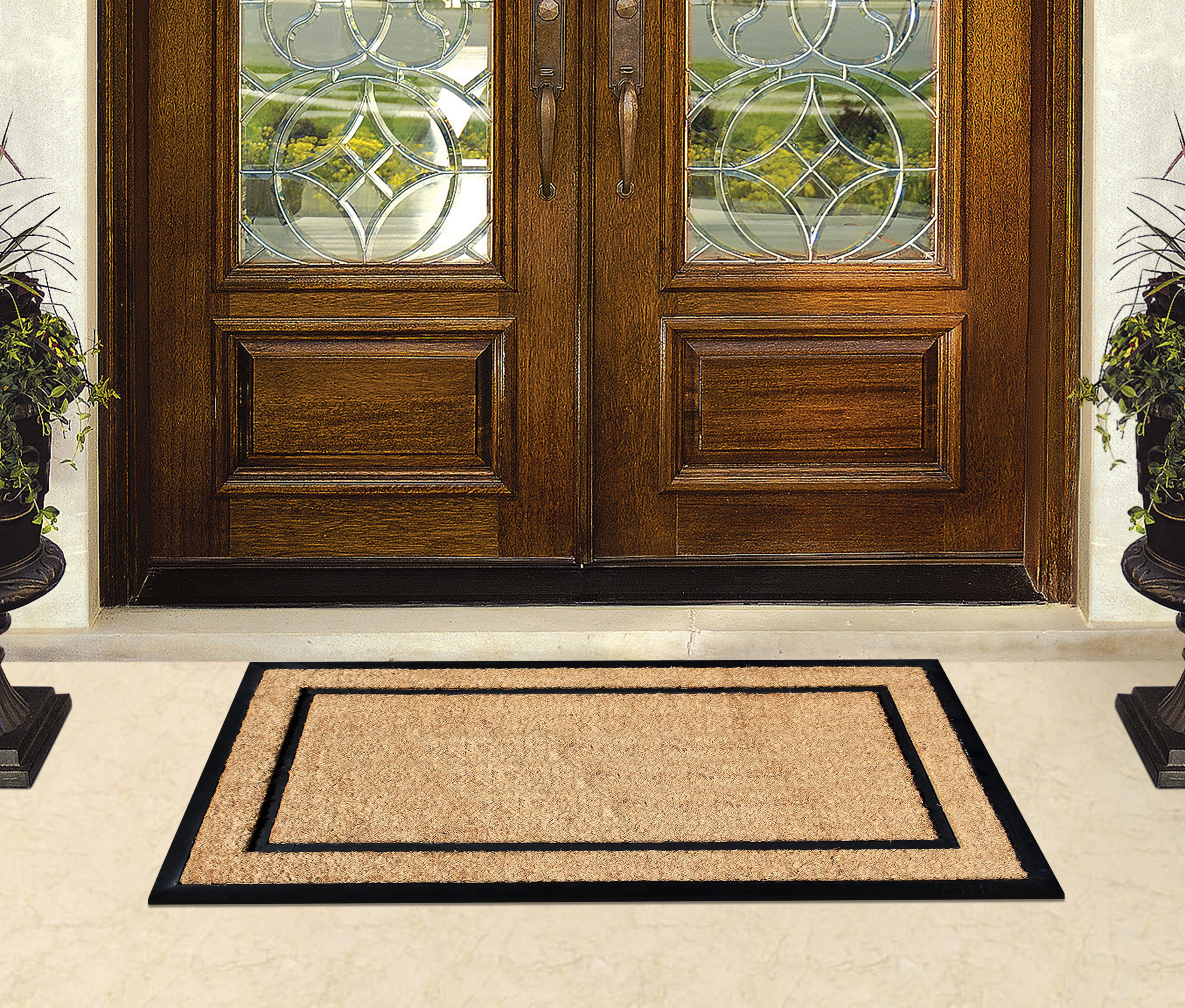 A1HC Door Mat 24x48 Inches Heavy Duty Non-Slip Rubber-Backed Plain Classic Border