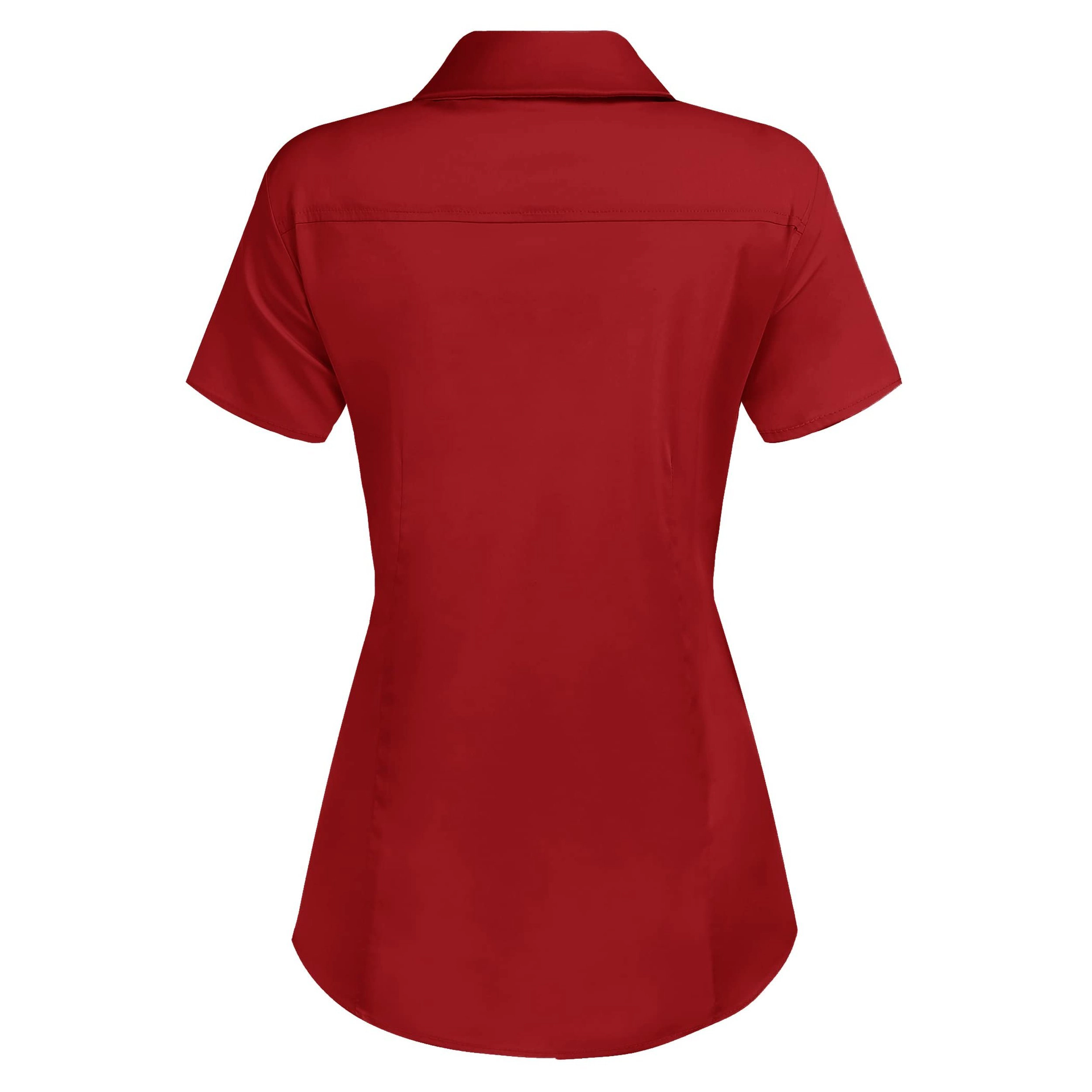 Zeagoo Womens Button Down Short Sleeve Slim Fit Button Up Stretchy Collared Shirt