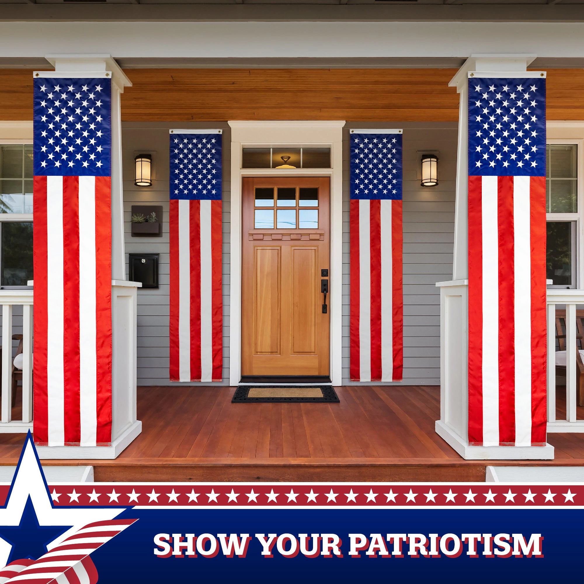 G128 Betsy Ross American Pull-Down Bunting Flag 1.67x8 ft Polyester