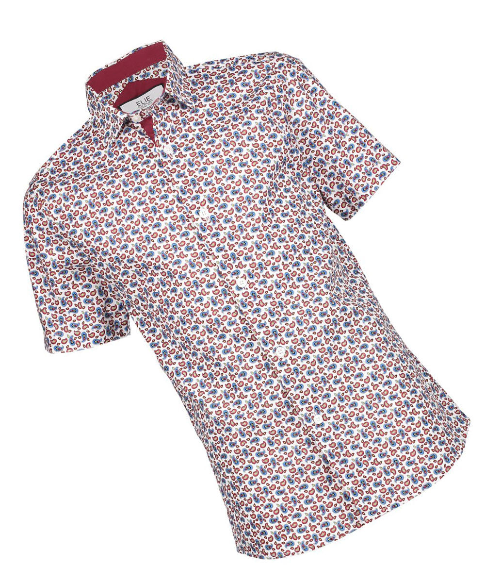 Elie Balleh Boys Slim Fit Paisley Short Sleeve Shirt