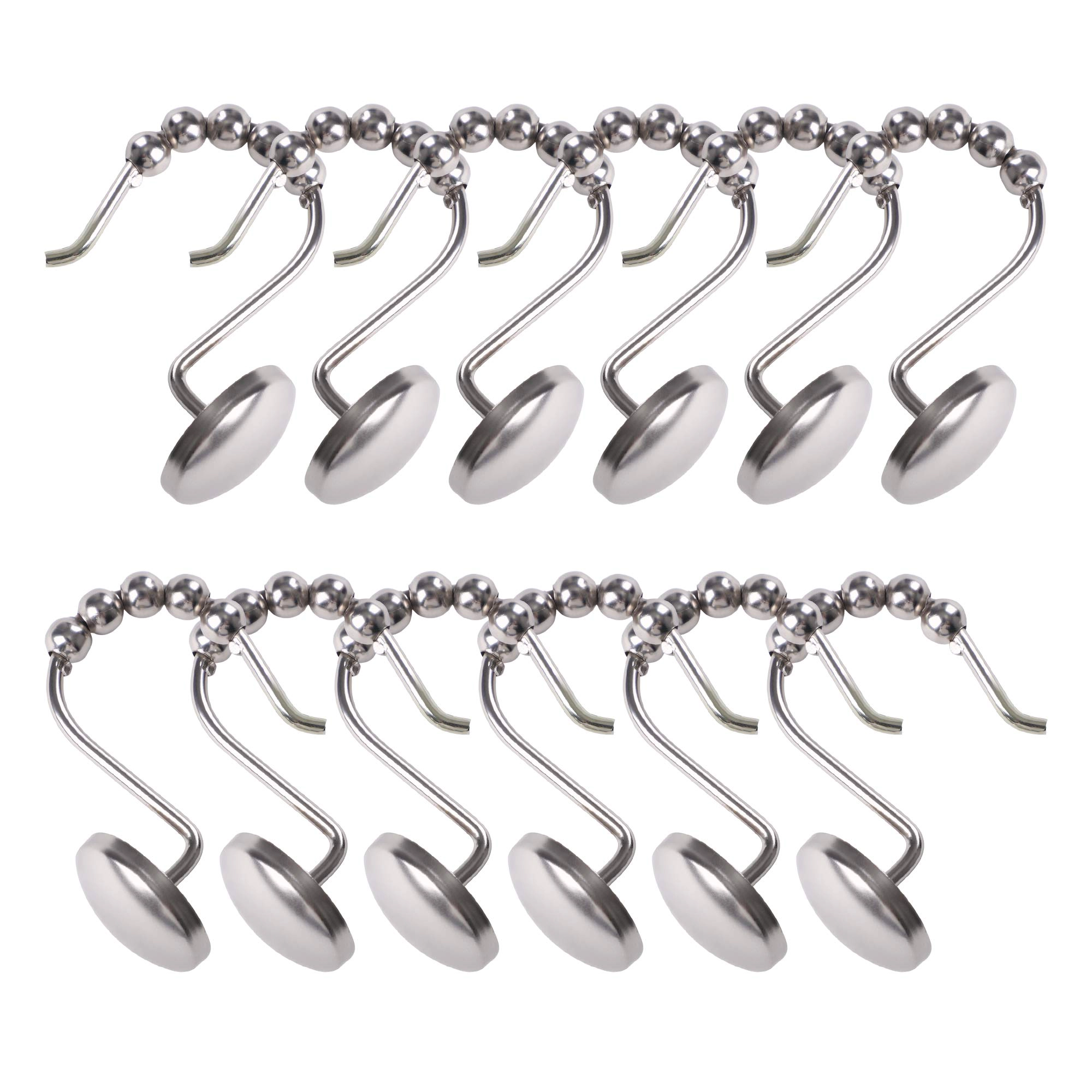 Utopia Alley Rust-Resistant Metal Shower Curtain Hooks, Smooth Glide S-Hooks with Ball End - Set of 12