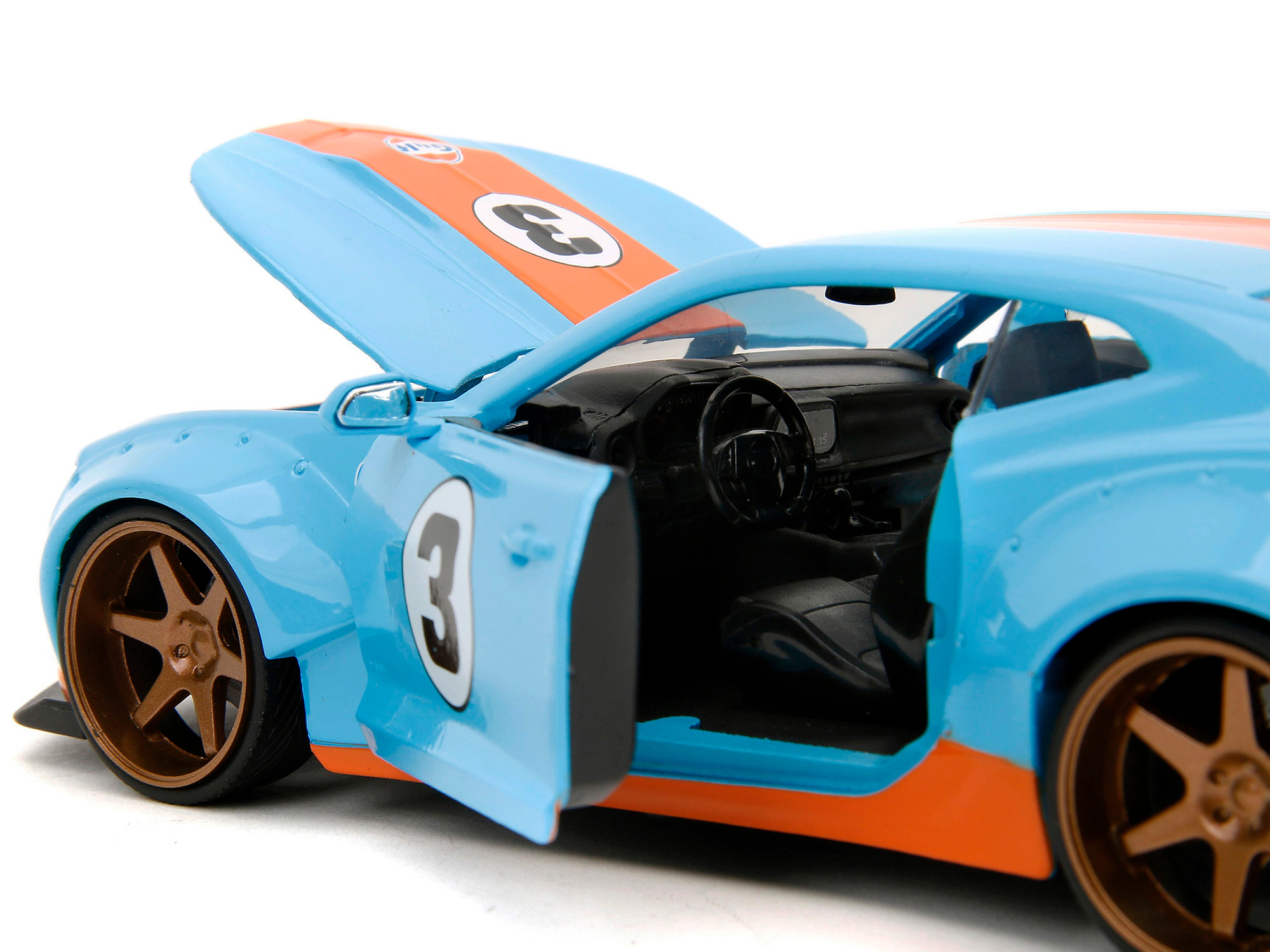 Jada 2016 Chevrolet Camaro Widebody #3 Light Blue with Orange Stripes "Gulf Oil" "Wide Body" Series 1/24