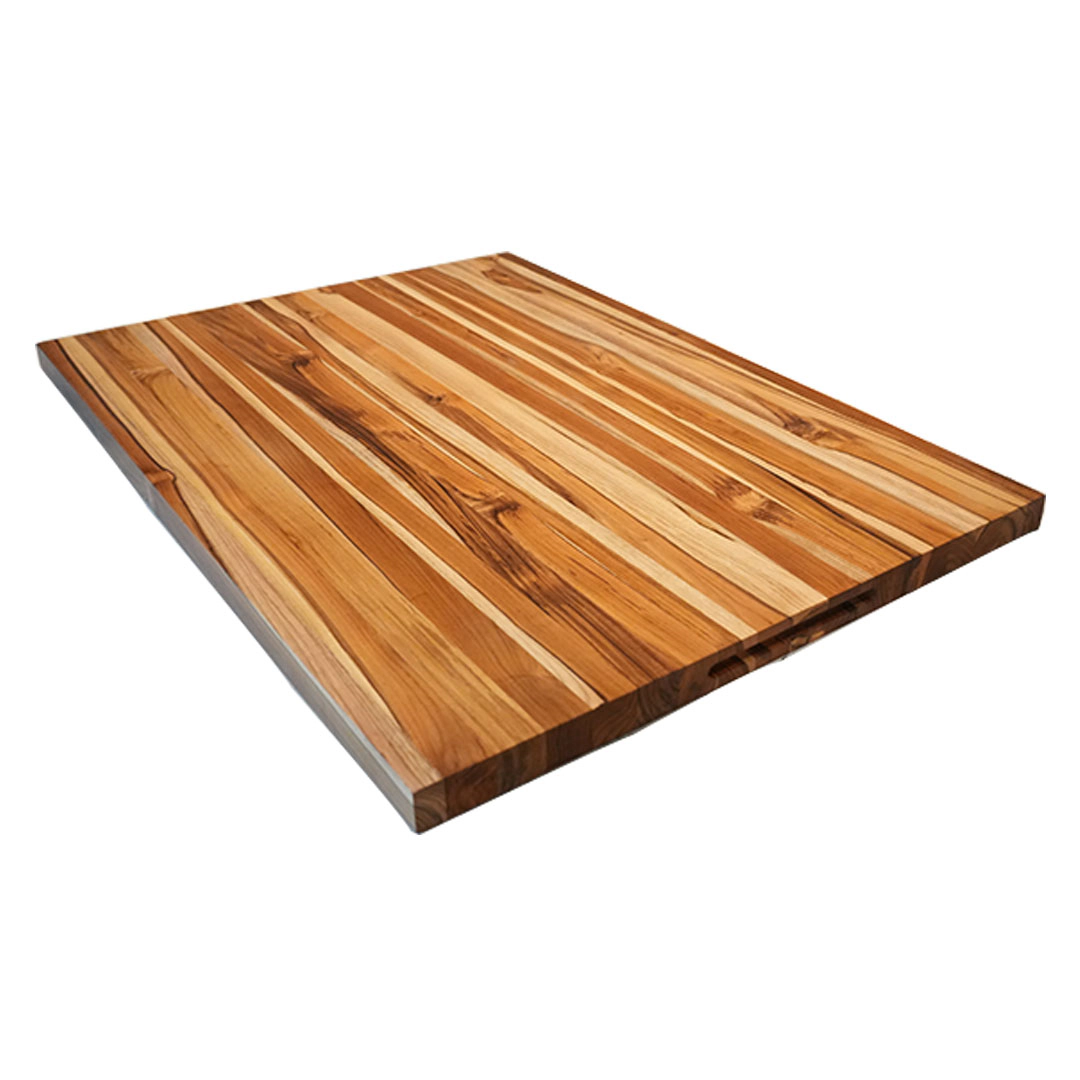 EcoDecors 40" x 28" Teak Cutting Board - End Grain, Juice Channel, Carved Handles