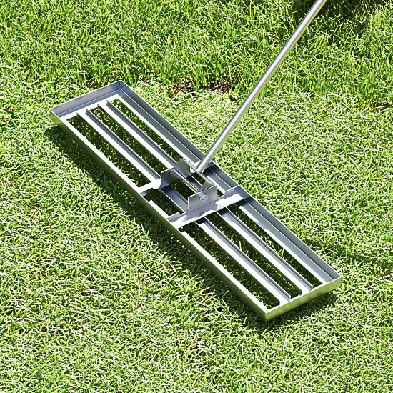 SUGIFT Silver Lawn Leveling Rake with Ergonomic PVC Grips and 67-in Handle 42-in W 10-in D
