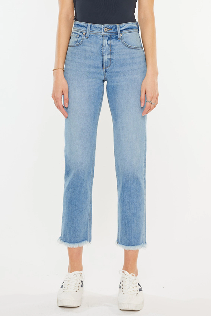 KanCan Women's Essentials High Rise Slim Straight Leg Jeans Nancy