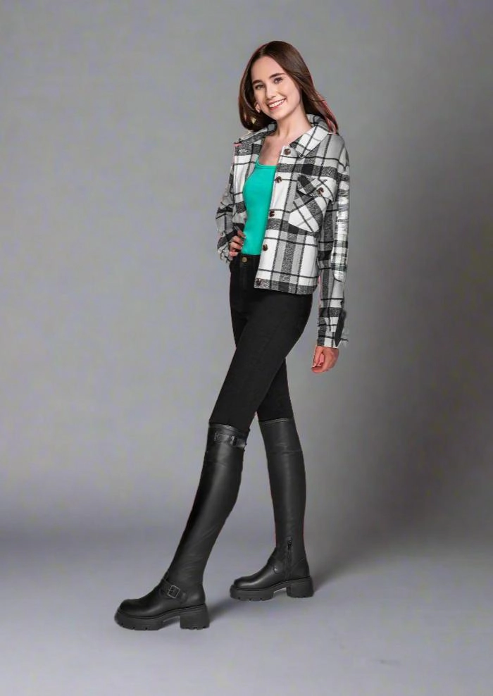 Andrea Womens Knee High Combat Boots