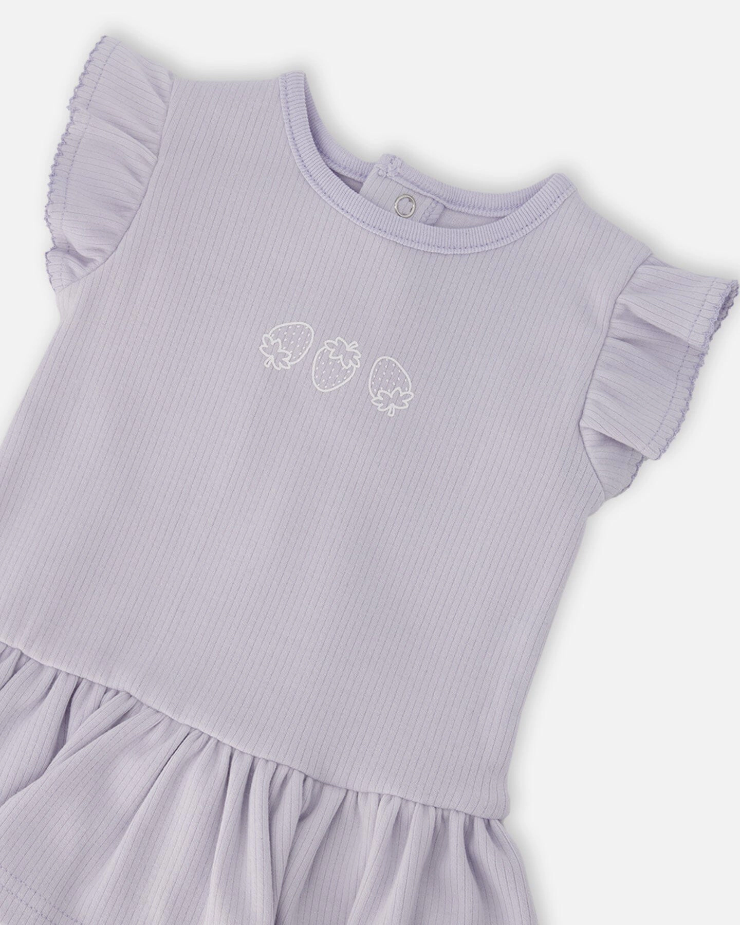 Deux par Girls Cotton Rib Jersey Romper with Frill