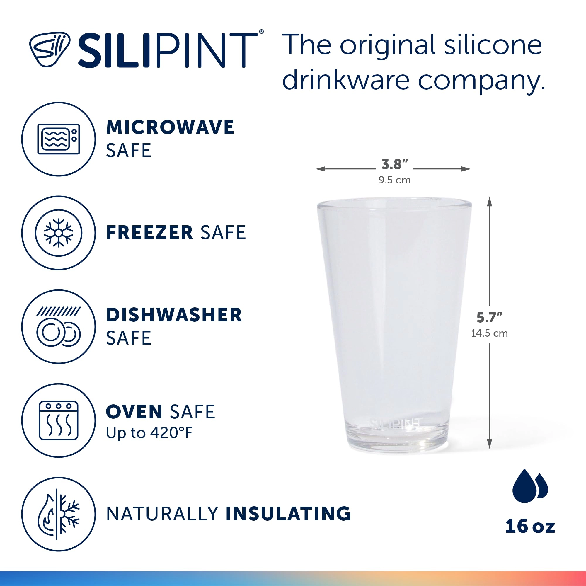 Silipint Silicone 16 oz Crystal Clear Pint Glass