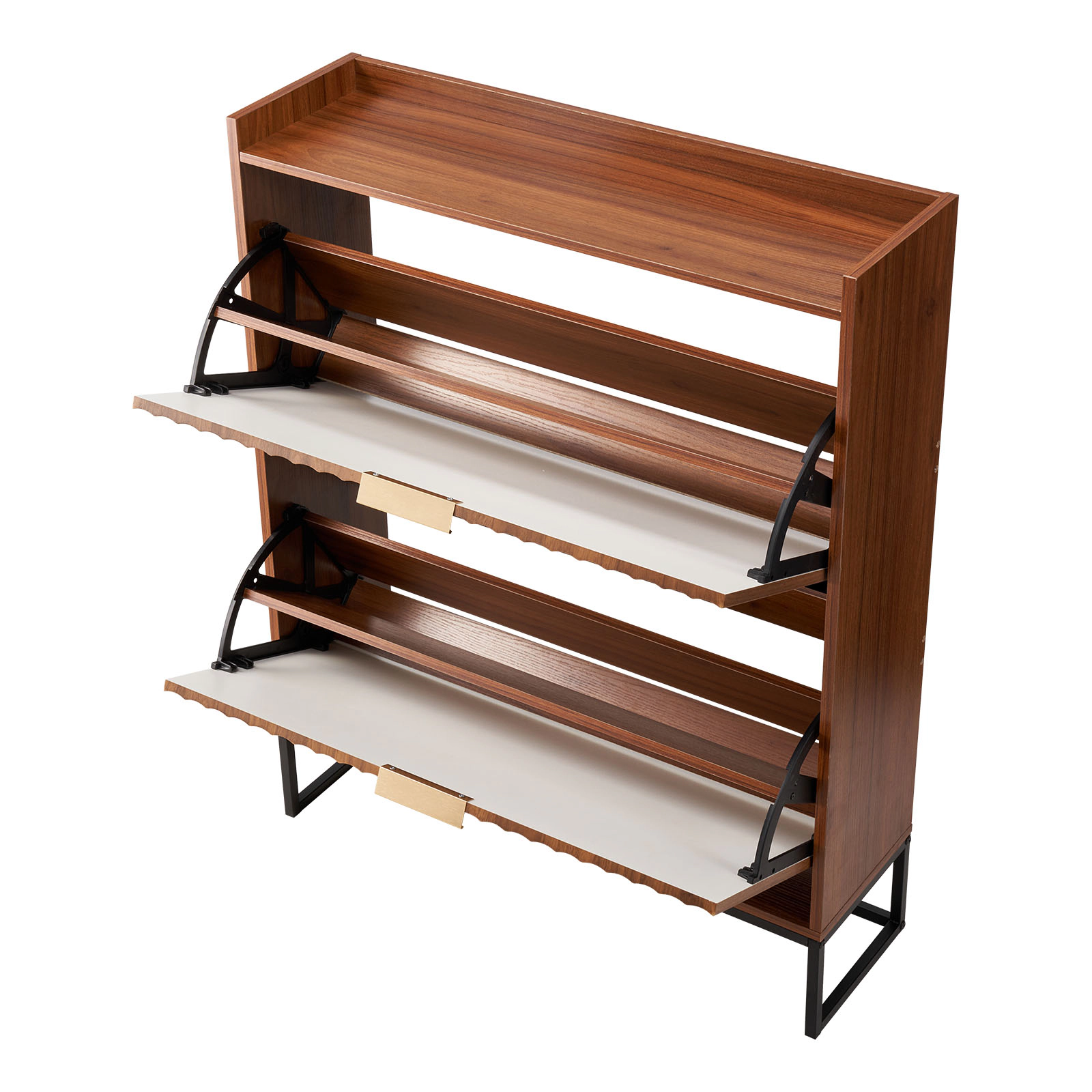 HONGGE Shoe Cabinet with 2 Flip Drawers Shoes Storage Cabinet with Anti-Tipping Device Freestanding Shoe Organizer