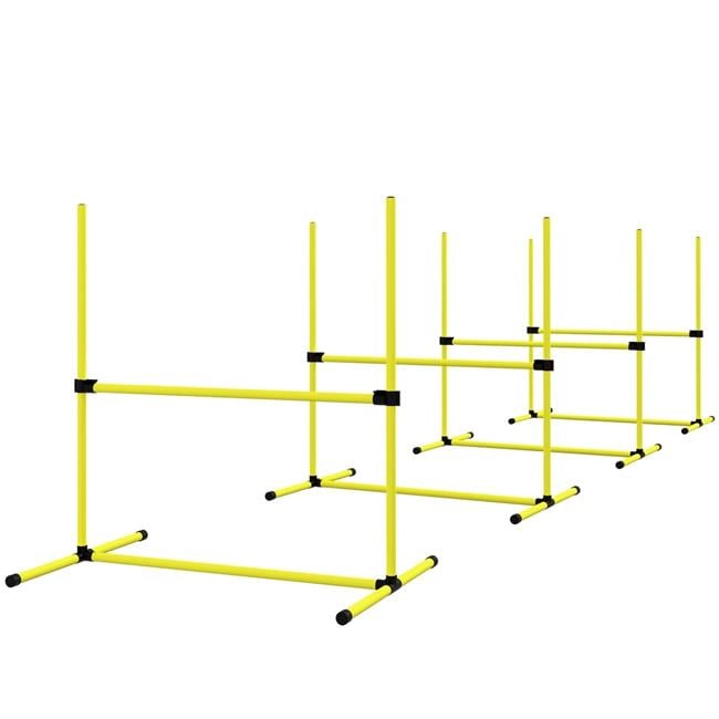 212 Main 4 Piece Paw Hut Dog Agility Training Set with Adjustable Height Jump Bars Carry Bag - Yellow